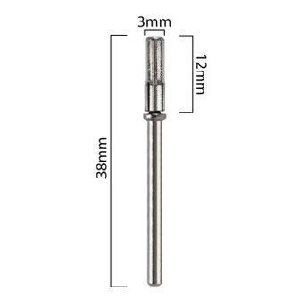Stalen bitje voor schuur-rolletjes lengte 12mm -3mm&Oslash;