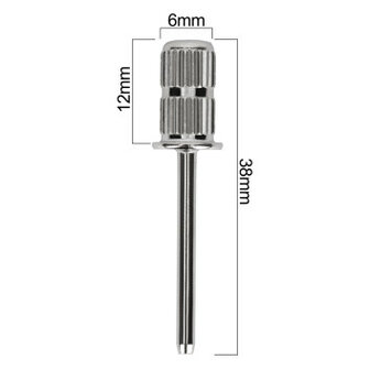 Stalen bitje voor schuur-rolletjes 12mm lengte en 6mm &Oslash;